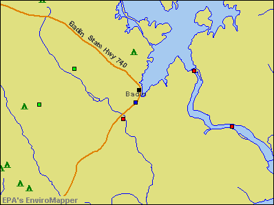 Badin, North Carolina environmental map by EPA