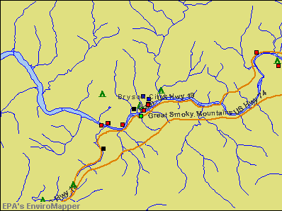Bryson City, North Carolina environmental map by EPA
