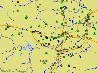 Carrboro, North Carolina environmental map by EPA