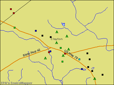 Clayton, North Carolina environmental map by EPA