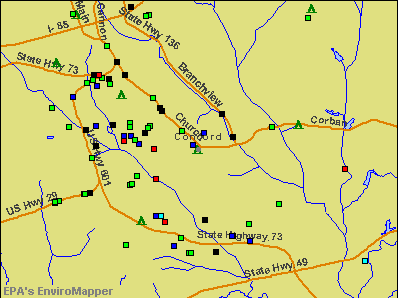 Concord, North Carolina environmental map by EPA