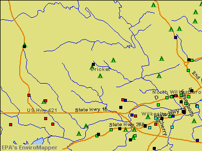 Cricket, North Carolina environmental map by EPA