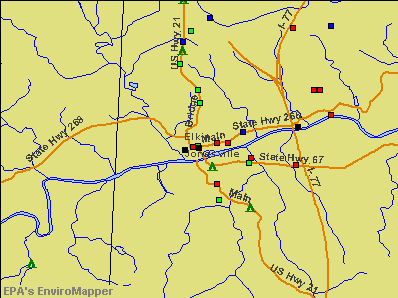 Elkin, North Carolina environmental map by EPA