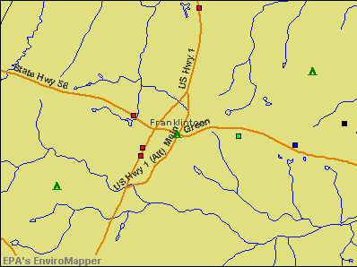 Franklinton, North Carolina environmental map by EPA