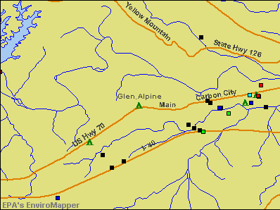 Glen Alpine, North Carolina environmental map by EPA