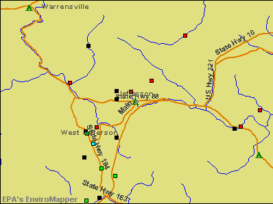 Jefferson, North Carolina environmental map by EPA