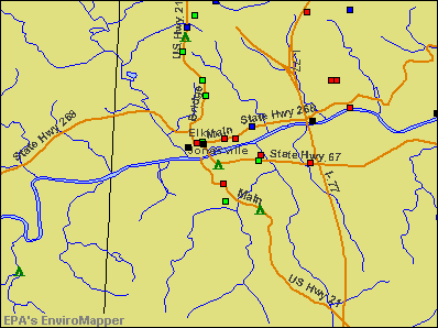 Jonesville, North Carolina environmental map by EPA