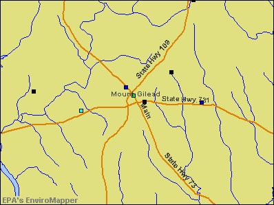 Mount Gilead, North Carolina environmental map by EPA