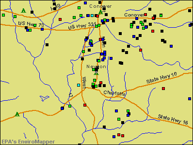 Newton, North Carolina environmental map by EPA