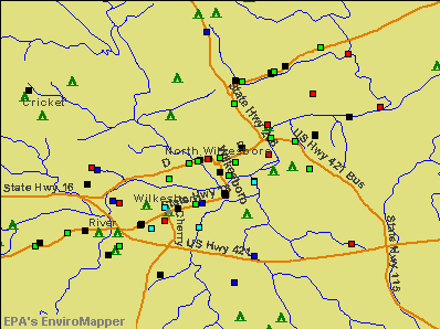 North Wilkesboro, North Carolina environmental map by EPA
