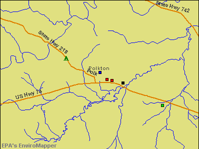 Polkton, North Carolina environmental map by EPA