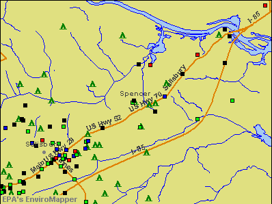 Spencer, North Carolina environmental map by EPA
