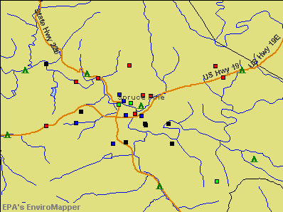Spruce Pine, North Carolina environmental map by EPA