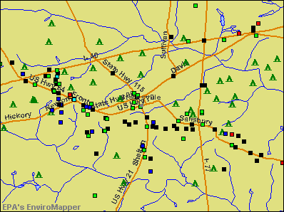 Statesville, North Carolina environmental map by EPA