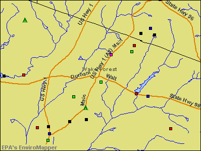 Wake Forest, North Carolina environmental map by EPA
