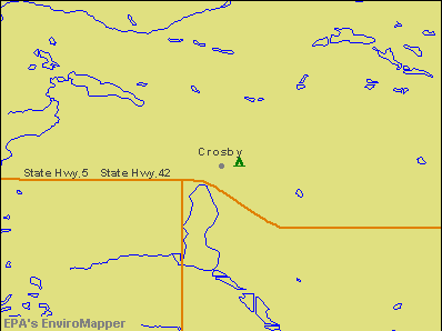 Crosby, North Dakota environmental map by EPA
