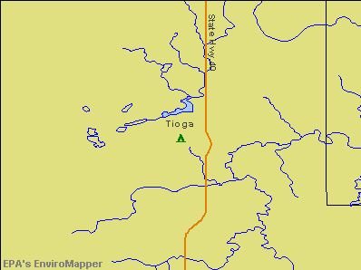 Tioga, North Dakota environmental map by EPA