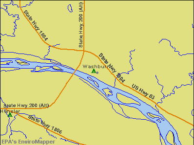 Washburn, North Dakota environmental map by EPA