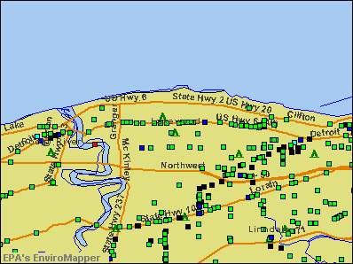 Lakewood, Ohio environmental map by EPA