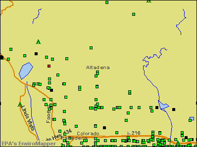 Altadena, California environmental map by EPA