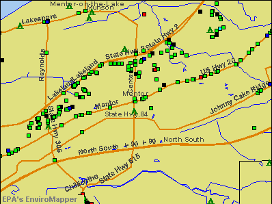 Mentor, Ohio environmental map by EPA