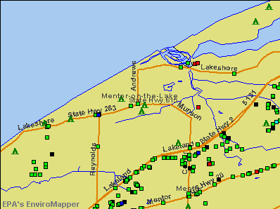 Mentor-on-the-Lake, Ohio environmental map by EPA