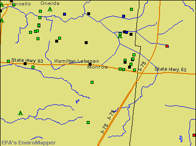 Monroe, Ohio environmental map by EPA