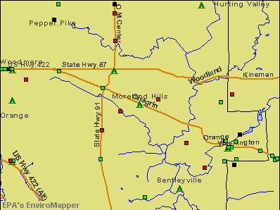 Moreland Hills, Ohio environmental map by EPA