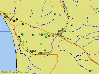 Arroyo Grande, California environmental map by EPA