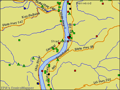 Shadyside, Ohio environmental map by EPA