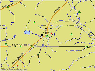 Shreve, Ohio environmental map by EPA