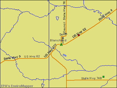 Blanchard, Oklahoma environmental map by EPA