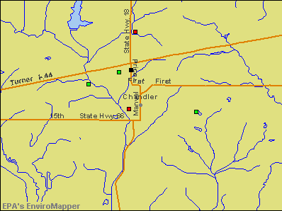Chandler, Oklahoma environmental map by EPA