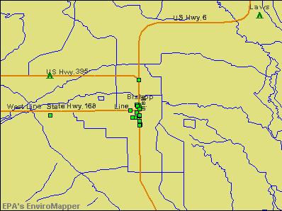Bishop, California environmental map by EPA