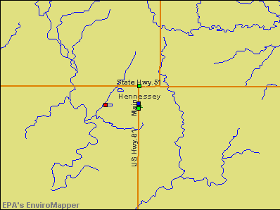 Hennessey, Oklahoma environmental map by EPA