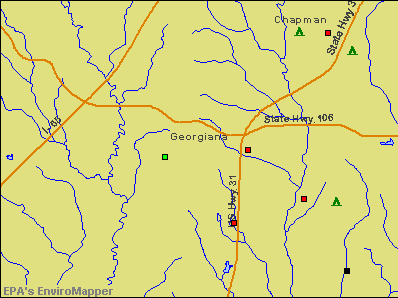 Georgiana, Alabama environmental map by EPA
