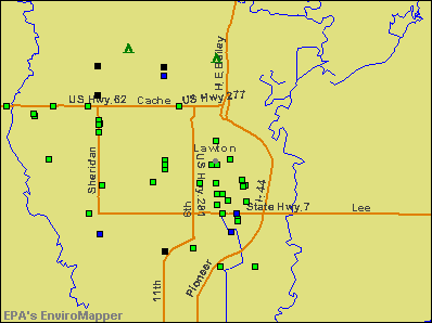 Lawton, Oklahoma environmental map by EPA
