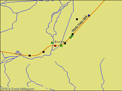 Burney, California environmental map by EPA