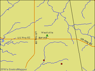 Westville, Oklahoma environmental map by EPA
