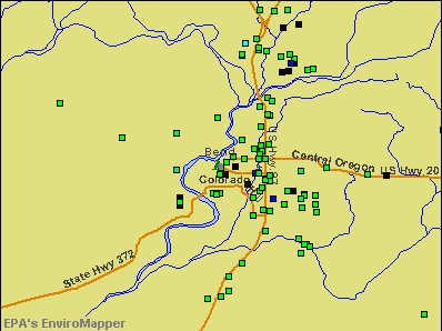 Bend, Oregon environmental map by EPA