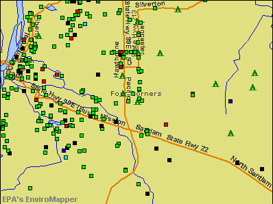 Four Corners, Oregon environmental map by EPA