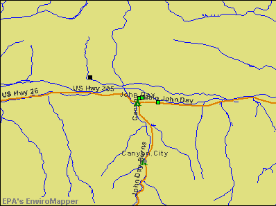 John Day, Oregon environmental map by EPA
