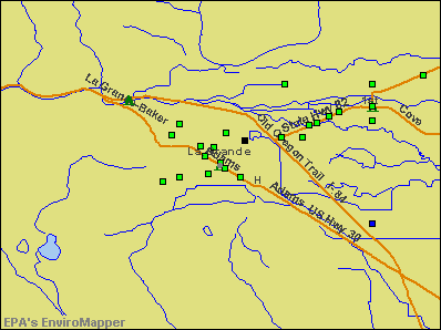 La Grande, Oregon environmental map by EPA