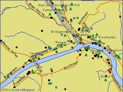 Beaver, Pennsylvania environmental map by EPA
