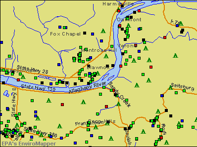 Blawnox, Pennsylvania environmental map by EPA
