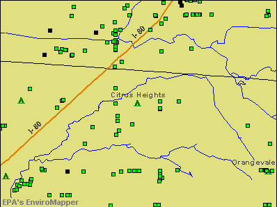 Citrus Heights, California environmental map by EPA