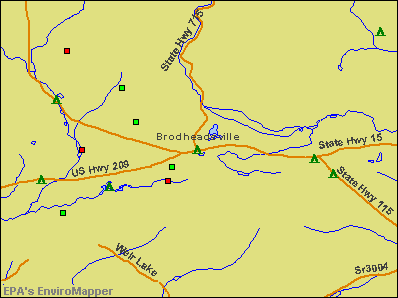 Brodheadsville, Pennsylvania environmental map by EPA