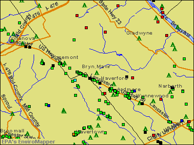 Bryn Mawr, Pennsylvania environmental map by EPA