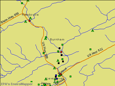 Burnham, Pennsylvania environmental map by EPA