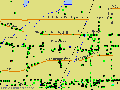 Claremont, California environmental map by EPA